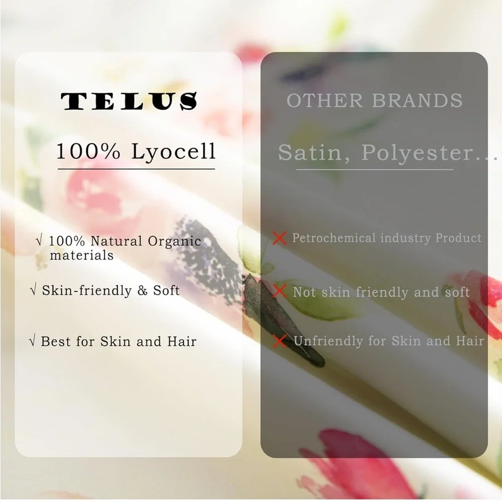 TWO 100% Lyocell NEW 'TELUS' Pillowcases Beige Floral Standard Size Covers